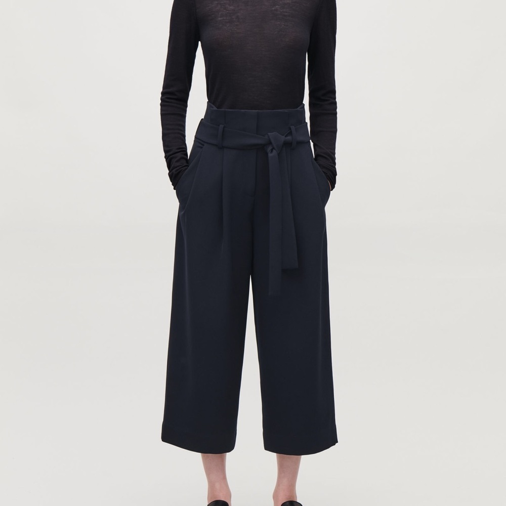 COS Belted Paper Bag Culotte in Navy